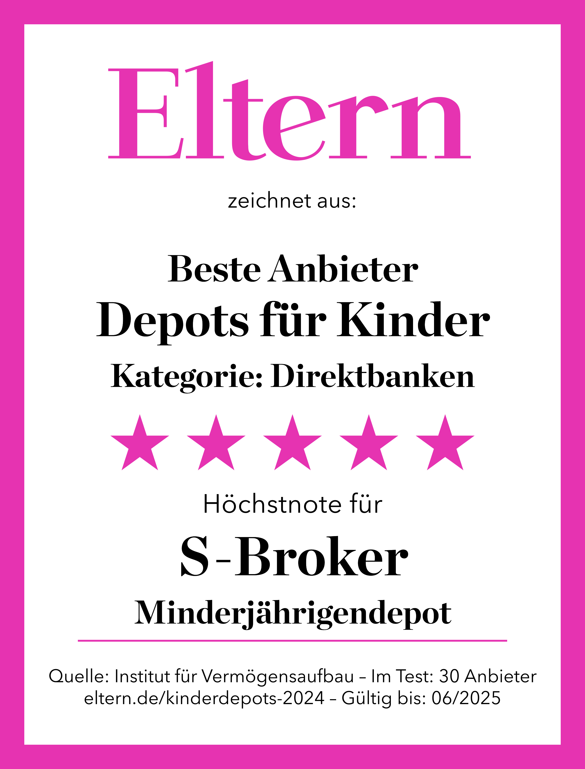Eltern Siegel Depots für Kinder